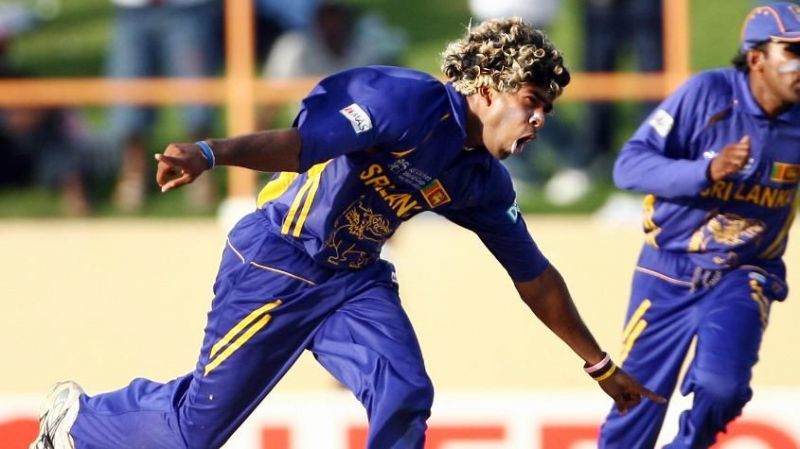 Malinga exults after picking up his fourth wicket