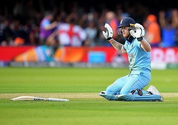 Ben Stokes during the crucial overthrow moment in the final