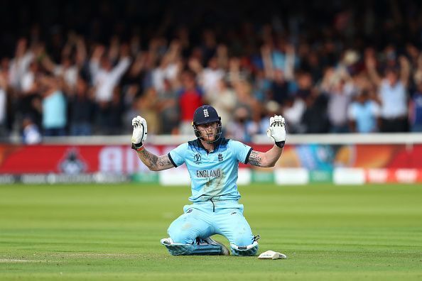 A New Zealand throw deflected off Stokes and went to the boundary in the final over