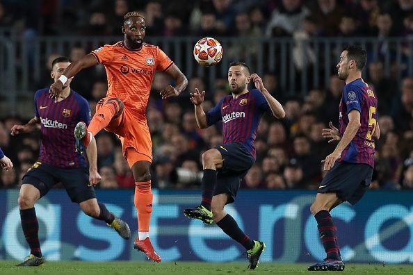 Moussa Dembele in action against Barcelona