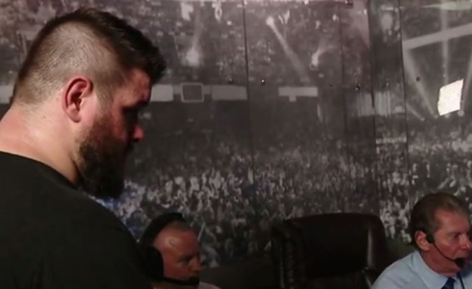 Kevin Owens and Vince McMahon backstage at WrestleMania 33