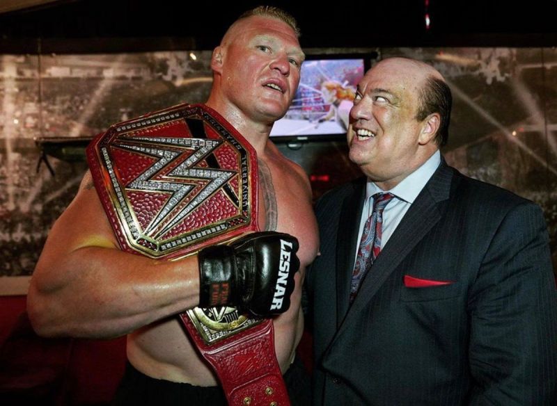 Brock Lesnar and Paul Heyman gloating backstage after Extreme Rules.