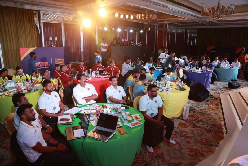 The KPL franchise owners during the bidding process of the Players Auction held in Bangalore on Saturday, July 27, 2019