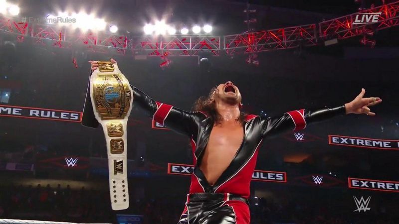 Your new WWE Intercontinental Champion Shinsuke Nakamura is shown posing with the title after defeating Finn Balor tonight at Extreme Rules.
