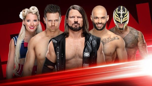 Rey Mysterio, Lacey Evans, The Miz, Ricochet and AJ Styles