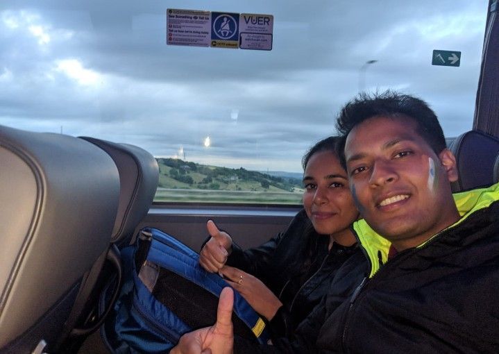 Ankit with his wife travelling from Leeds to Manchester