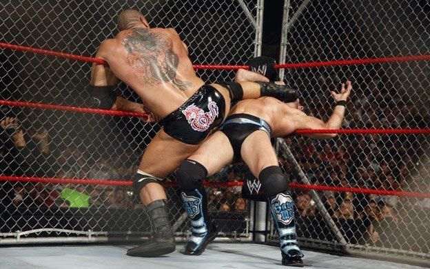 Chris Jericho and Batista faced each other inside a steel cage on WWE RAW
