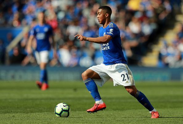 Youri Tielemans in action for Leicester whilst he was on loan from AS Monaco