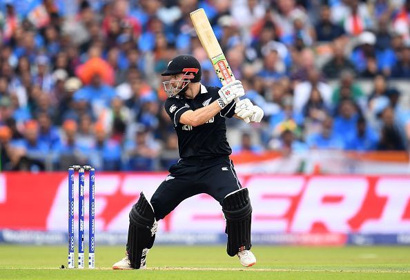 Kane Williamson hits a square cut against India
