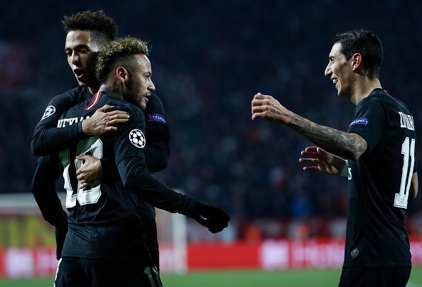 Neymar in action for PSG. Red Star Belgrade v Paris Saint-Germain - UEFA Champions League Group C