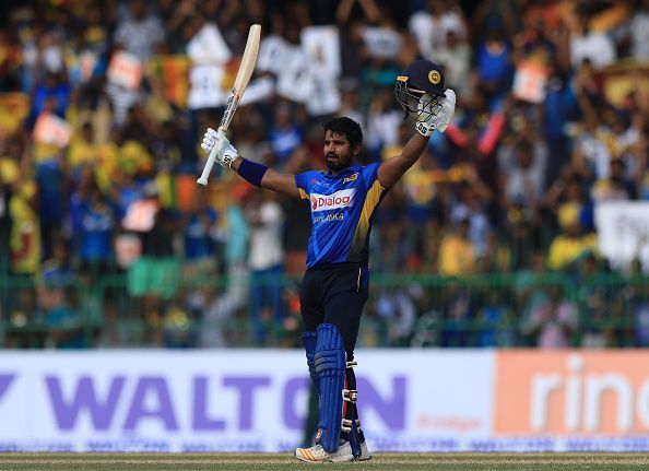 Kusal Perera celebrating his century