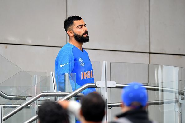 A disappointed Virat Kohli post the semifinal defeat against New Zealand in Manchester