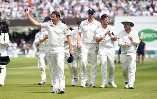 Tim Murtagh holds the ball aloft after a wonderful showing at Lord's.