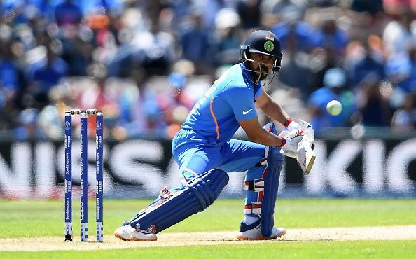 Kedar Jadhav in action in India v Afghanistan - ICC Cricket World Cup 2019
