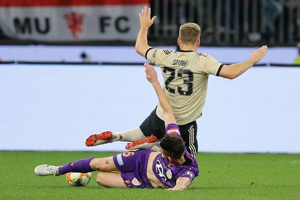 Luke Shaw during the Perth Glory v Manchester United game