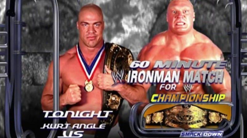 Image result for kurt angle vs brock lesnar smackdown ironman match