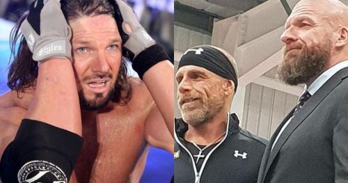 AJ Styles, Shawn Michaels and Triple H