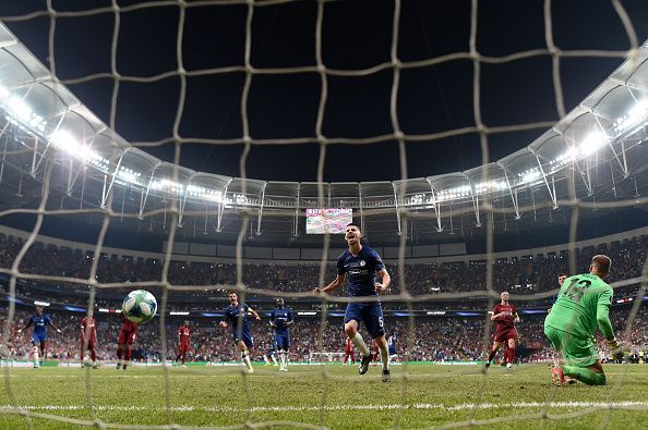 Jorginho celebrates a goal for Chelsea.