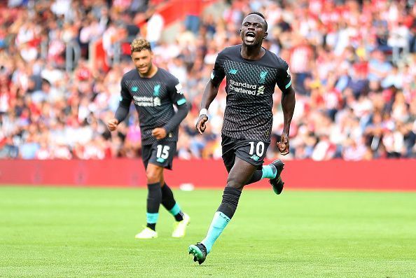 Mane celebrates his strike against his former side Southampton last weekend 