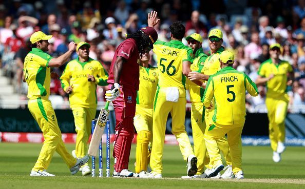 Chris Gayle&#039;s wicket eventually cost the West Indies as Australia managed to edge them out by a margin of 15 runs