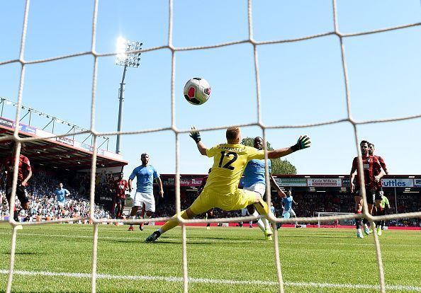 Sterling scored against Bournemouth to go joint top of the goalscoring charts