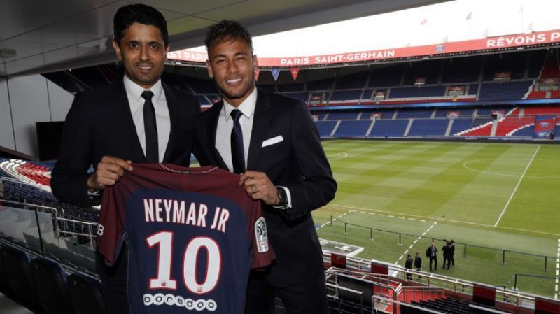 Neymar with PSG chairman Nasser Al-Khelaifi