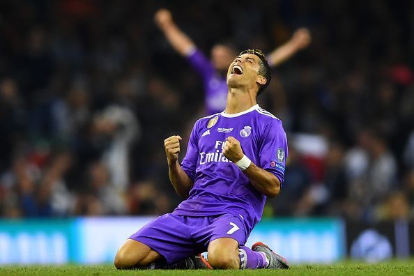 Ronaldo scores against Juventus in the 2017 final