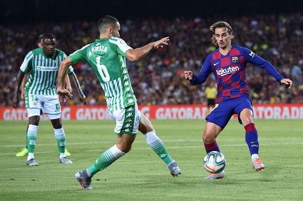 Antoine Griezmann  in action against Real Betis