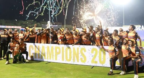 Hubli Tigers celebrate their title win