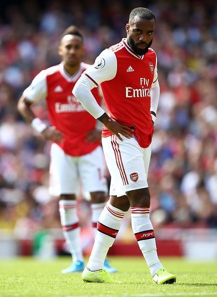 Lacazette (foreground) and Aubameyang.