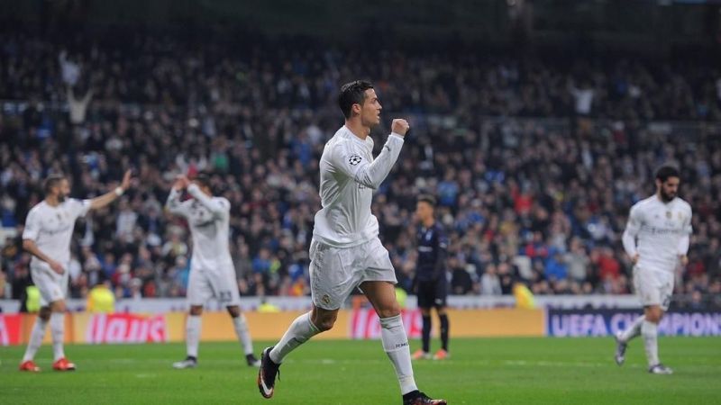 Ronaldo takes the applause during his only four-goal haul in a Champions League game, against Malmo