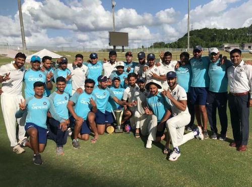 Ecstatic India A players after clinching yet another series win. (Photo Courtesy: Mayank Agrawal)