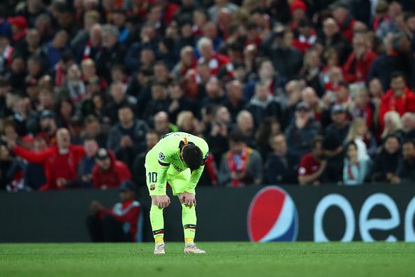 Messi after Barcelona were knocked out by Liverpool in the 2018-19 UCL Semis