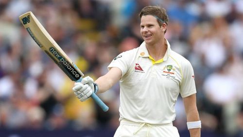 Steve Smith of Australia celebrates a century