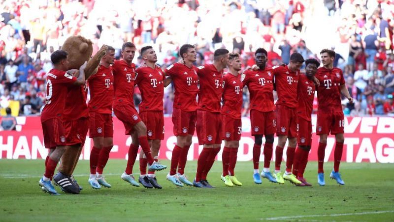 Bayern celebrate post-match after a memorable home thrashing