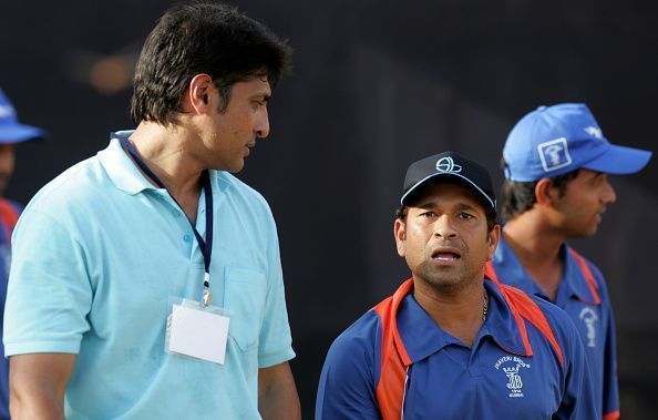 Salil Ankola with Sachin Tendulkar