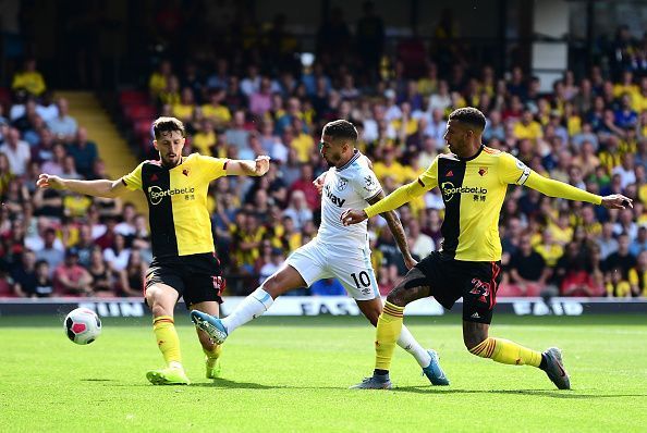 Manuel Lanzini in action against Watford