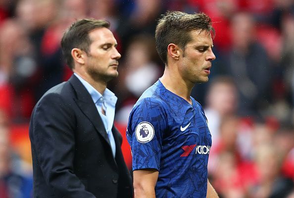 Chelsea manager Frank Lampard with captain Cesar Azpilicueta