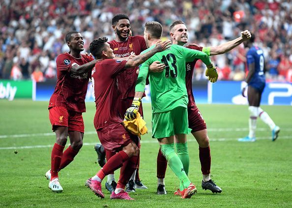 Adrian celebrates with teammates after thwarting Tammy Abraham from the spot during their shootout win