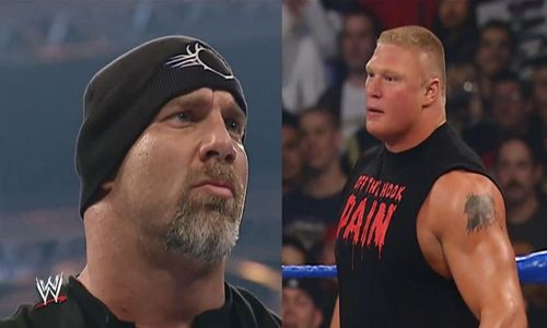 Goldberg and Lesnar at No Way Out 2004