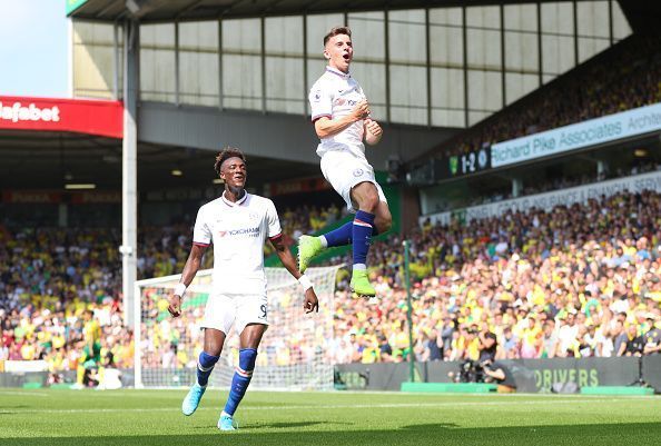 Chelsea FC scorers Tammy Abraham and Mason Mount