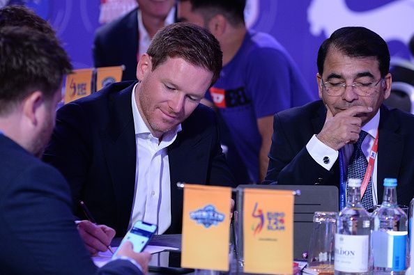 Eoin Morgan, who recently lead England to their first ever 50-over World Cup triumph during the Euro T20 Slam&#039;s draft.