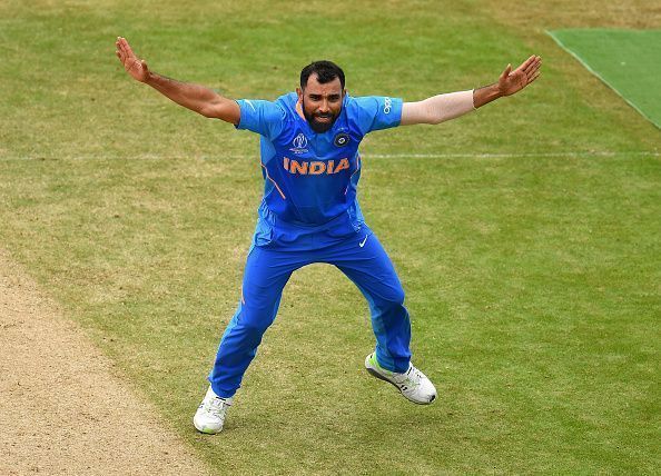 Mohammed Shami appeals for a wicket