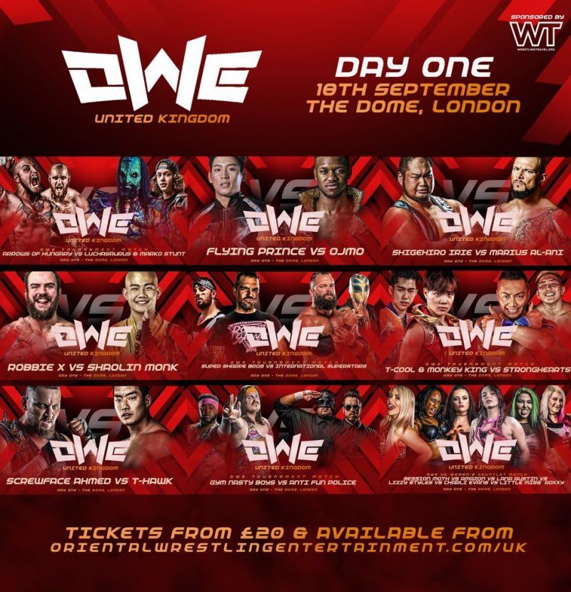 OWE UK&#039;s Day One card at The Dome in London on September 18th