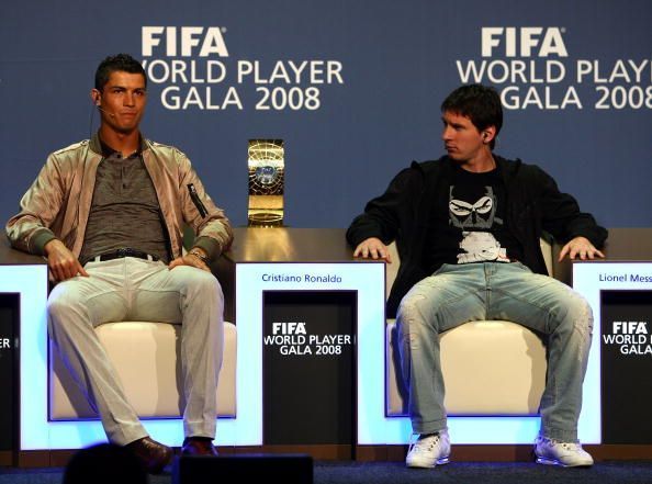 Cristiano Ronaldo (L) and Lionel Messi