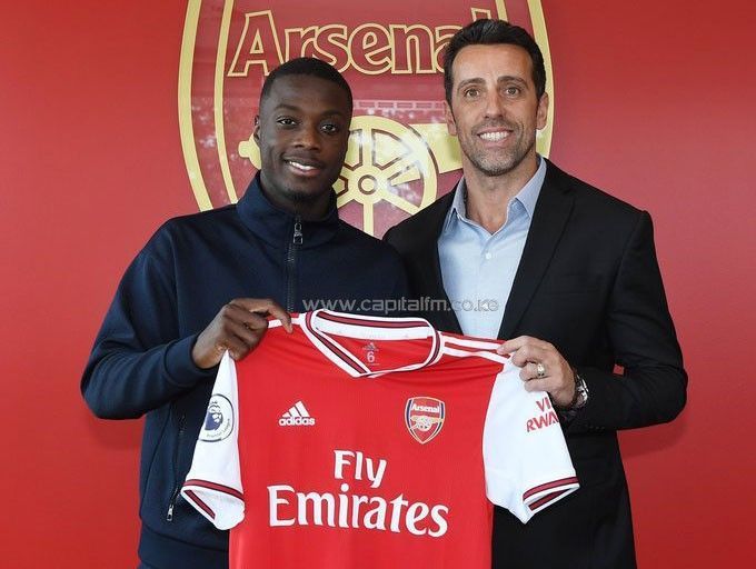 Arsenal signed Nicolas Pepe (L) recently