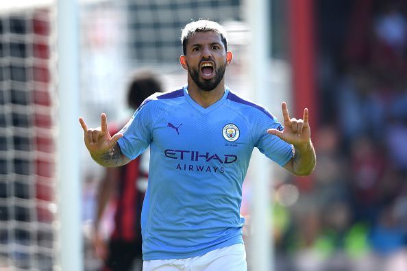 Aguero struck twice to send Manchester City into second spot