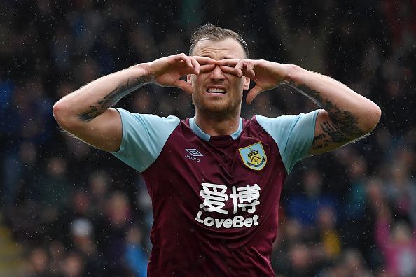 Ashley Barnes with his trademark celebration