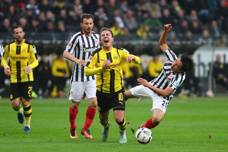 Mario Gotze in action against Frankfurt, where Dortmund dropped two points away from home