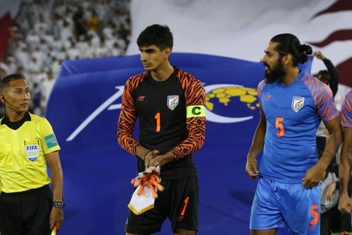 Sandhu made 11 saves in the game against Qatar.